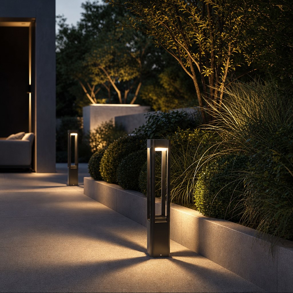 Modern Bollard Landscape Light Adjustable Height Die-Cast Aluminum LED Outdoor Lighting IP55