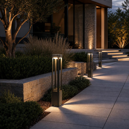 Modern Bollard Landscape Light Adjustable Height Die-Cast Aluminum LED Outdoor Lighting IP55
