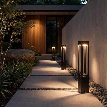Modern Bollard Landscape Light Adjustable Height Die-Cast Aluminum LED Outdoor Lighting IP55