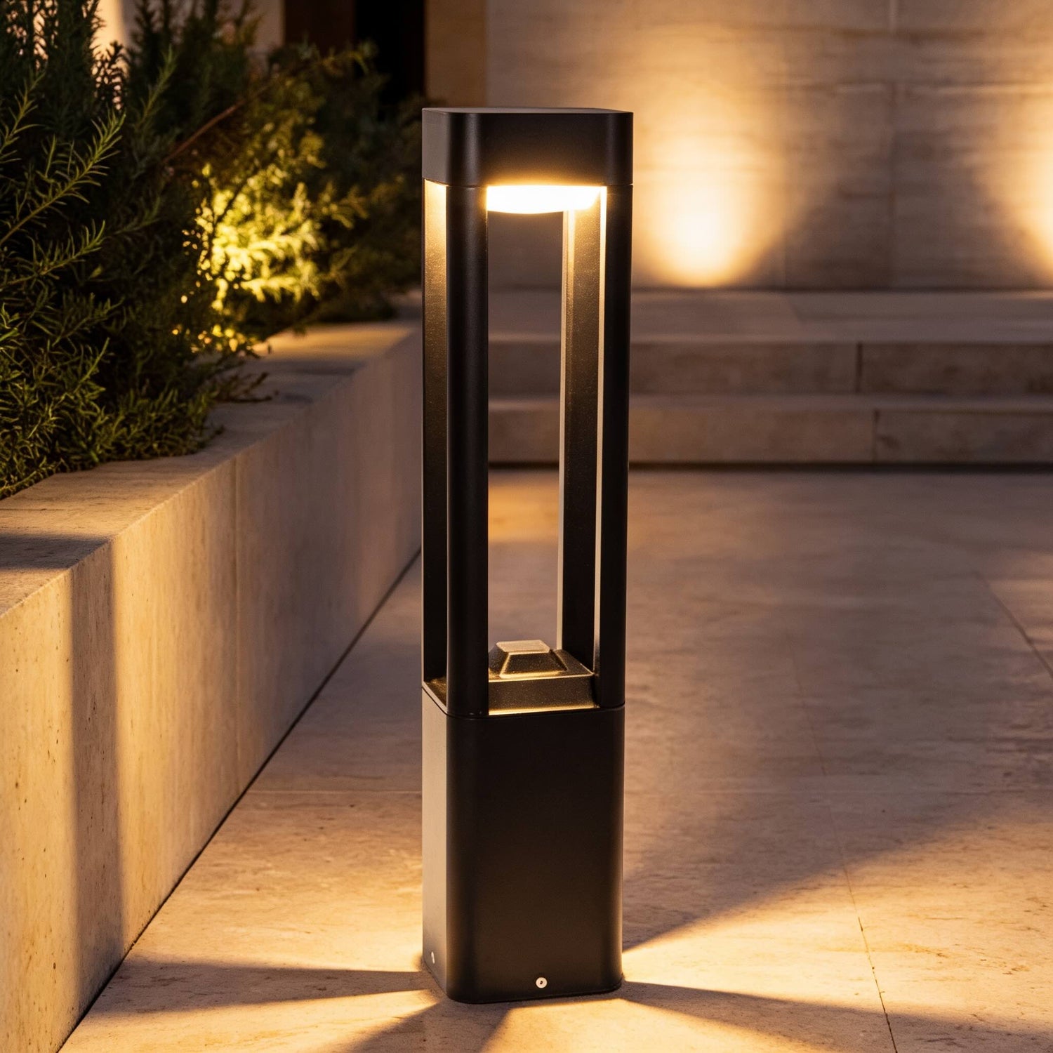 Modern Bollard Landscape Light Adjustable Height Die-Cast Aluminum LED Outdoor Lighting IP55
