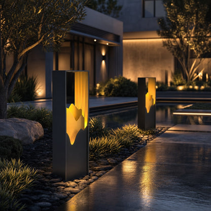Modern Outdoor Bollard Light Stainless Steel Solar LED Ambient Landscape Lighting IP65 Rating