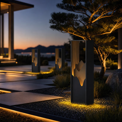 Modern Outdoor Bollard Light Stainless Steel Solar LED Ambient Landscape Lighting IP65 Rating