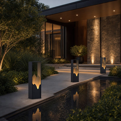 Modern Outdoor Bollard Light Stainless Steel Solar LED Ambient Landscape Lighting IP65 Rating
