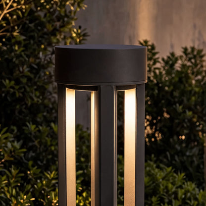 Modern LED Bollard Light Adjustable Height Round Square Aluminum Acrylic Warm White Outdoor