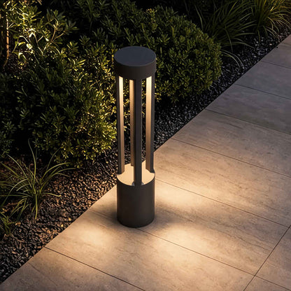 Modern LED Bollard Light Adjustable Height Round Square Aluminum Acrylic Warm White Outdoor