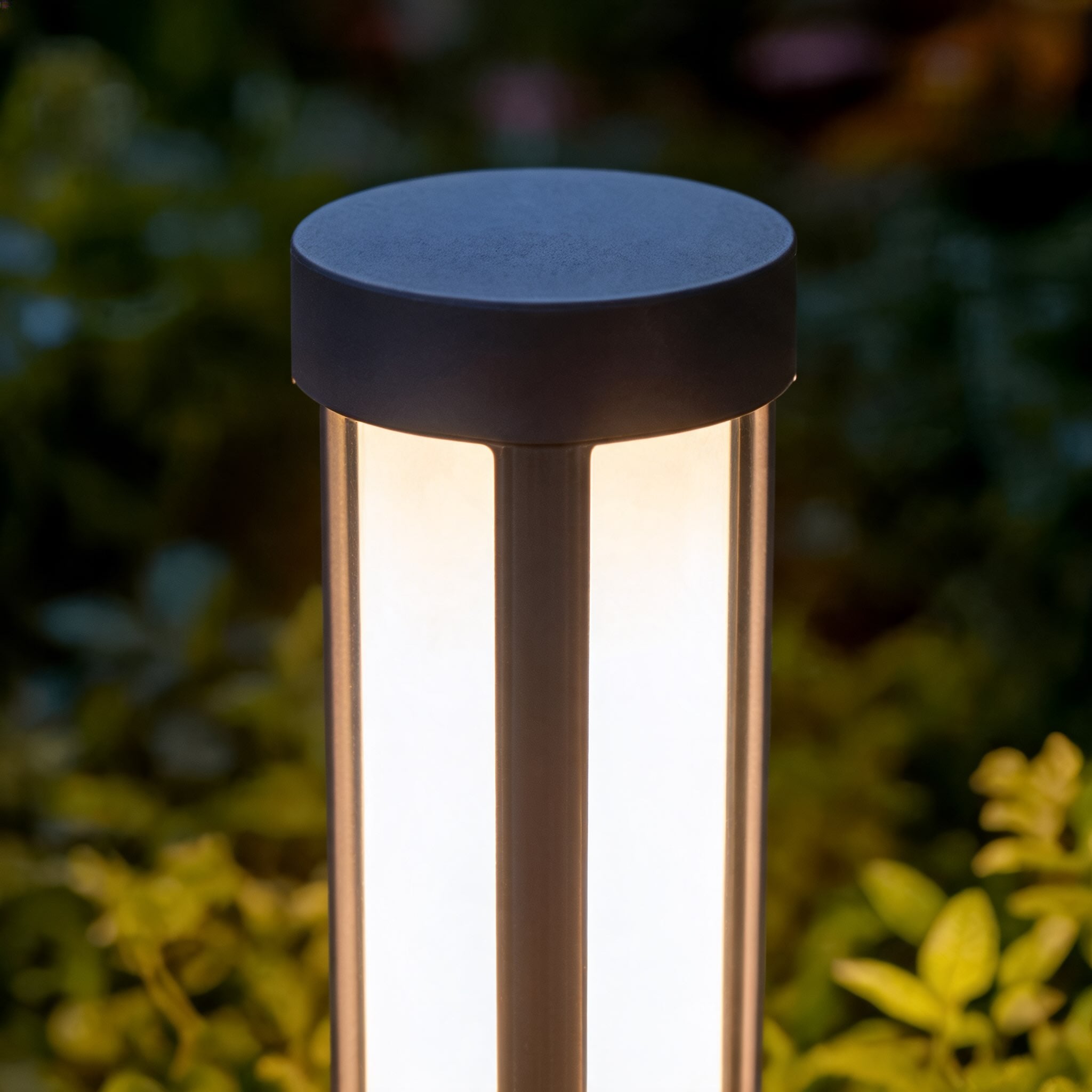 Modern Cylindrical LED Bollard Light Outdoor Waterproof Adjustable Height Die-Cast Aluminum