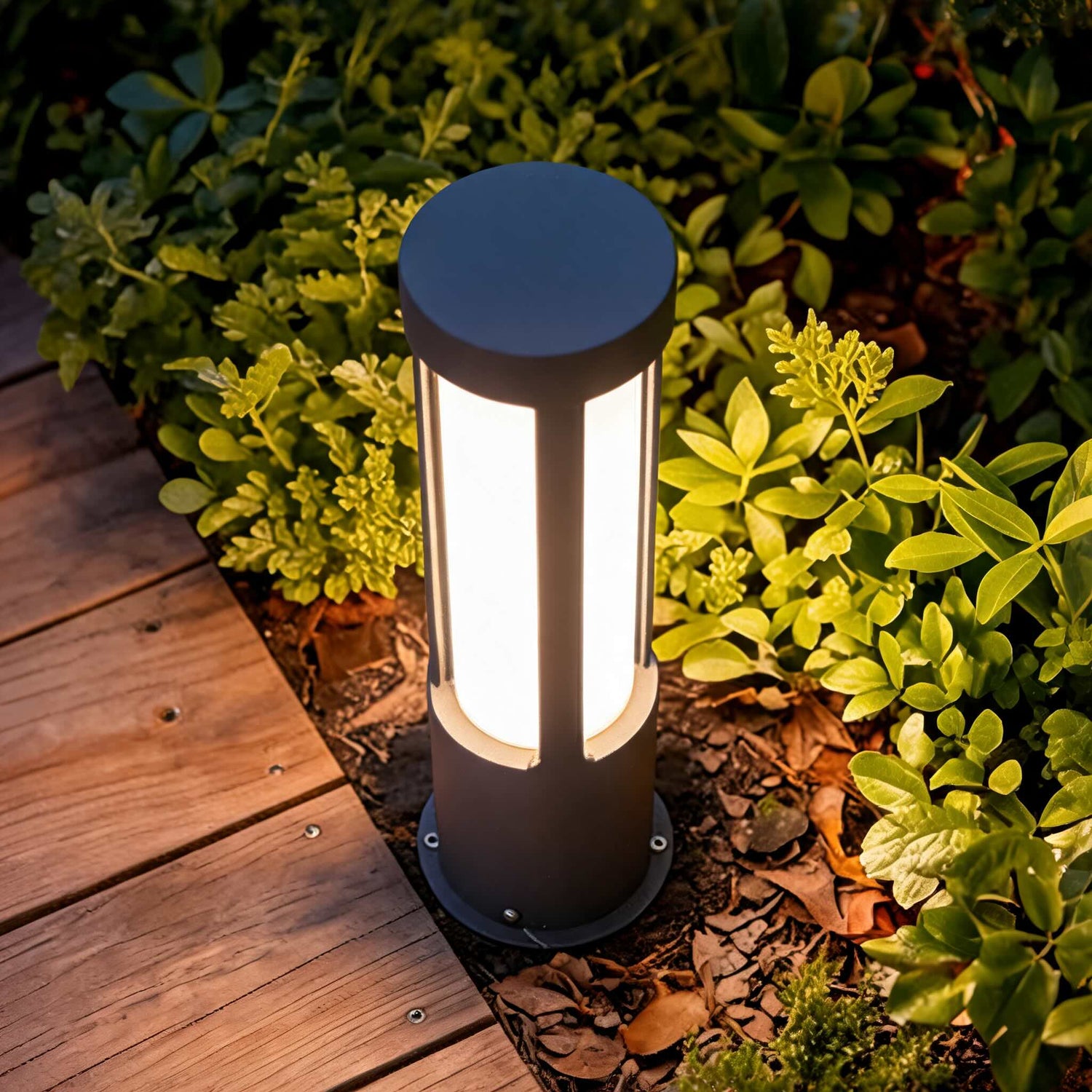 Modern Cylindrical LED Bollard Light Outdoor Waterproof Adjustable Height Die-Cast Aluminum