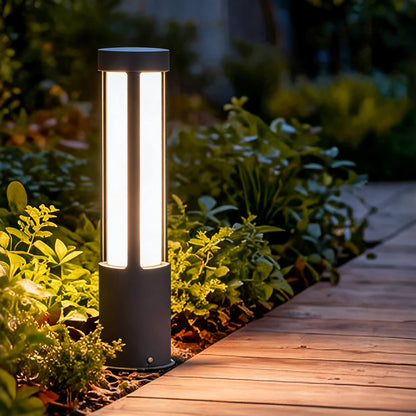 Modern Cylindrical LED Bollard Light Outdoor Waterproof Adjustable Height Die-Cast Aluminum