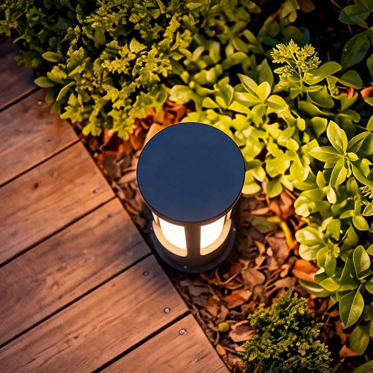 Modern Cylindrical LED Bollard Light Outdoor Waterproof Adjustable Height Die-Cast Aluminum