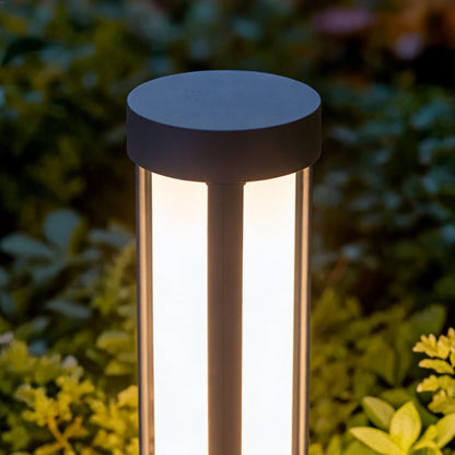 Modern Cylindrical LED Bollard Light Outdoor Waterproof Adjustable Height Die-Cast Aluminum