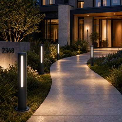 Modern LED Bollard Light Outdoor Fixture Die-Cast Aluminum Waterproof 3000K Ideal for Courtyards