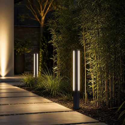 Modern LED Bollard Light Outdoor Fixture Die-Cast Aluminum Waterproof 3000K Ideal for Courtyards