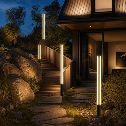 Modern LED Bollard Light Outdoor Fixture Die-Cast Aluminum Waterproof 3000K Ideal for Courtyards