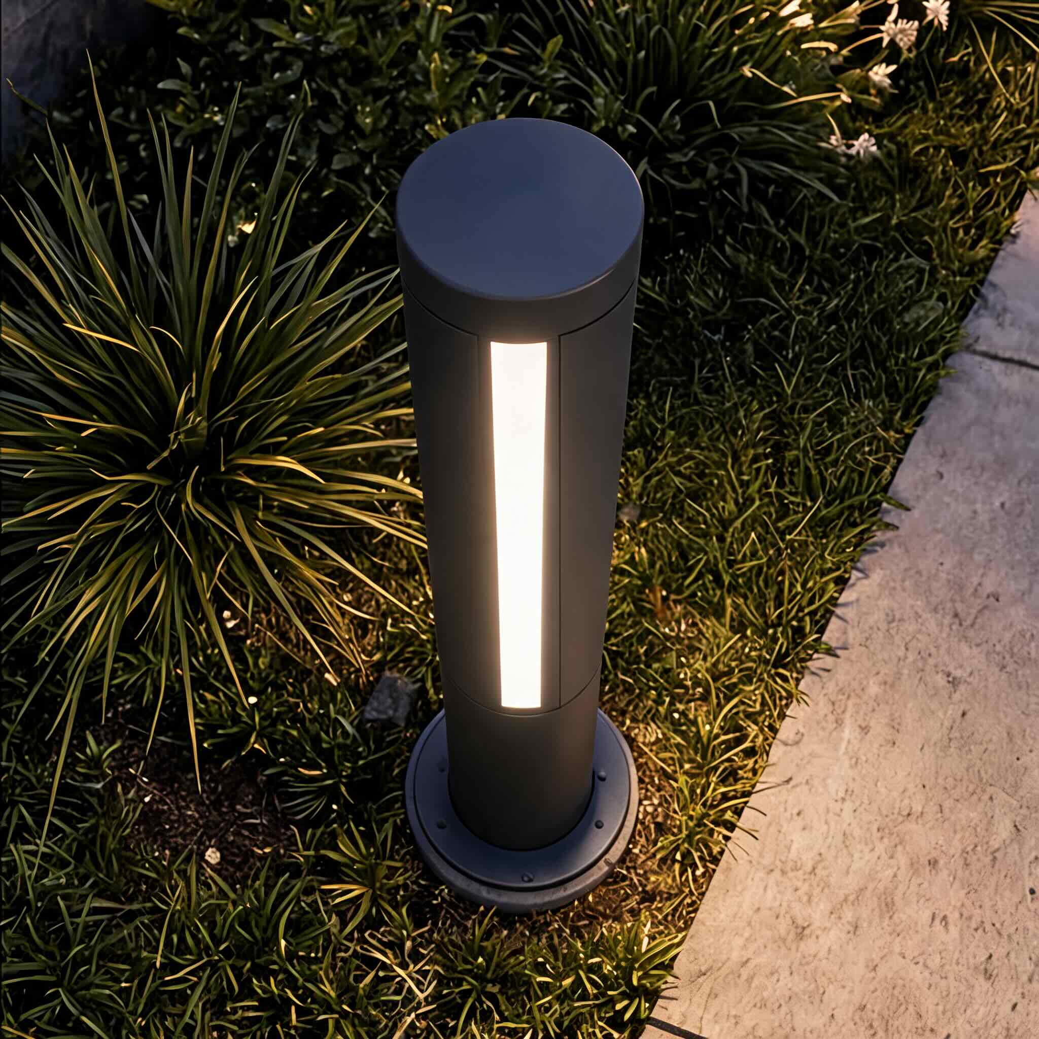 Modern LED Bollard Light Outdoor Fixture Die-Cast Aluminum Waterproof 3000K Ideal for Courtyards