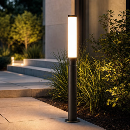 Modern Outdoor Bollard Light Adjustable Height Die-Cast Aluminum LED 3000K Warm White
