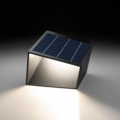 Solar Pathway Light Modern Cube Design Stainless Steel Frame with Glass Shade LED Illumination
