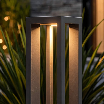 Modern LED Outdoor Bollard Light Adjustable Height Black Aluminum Garden Landscape Lighting