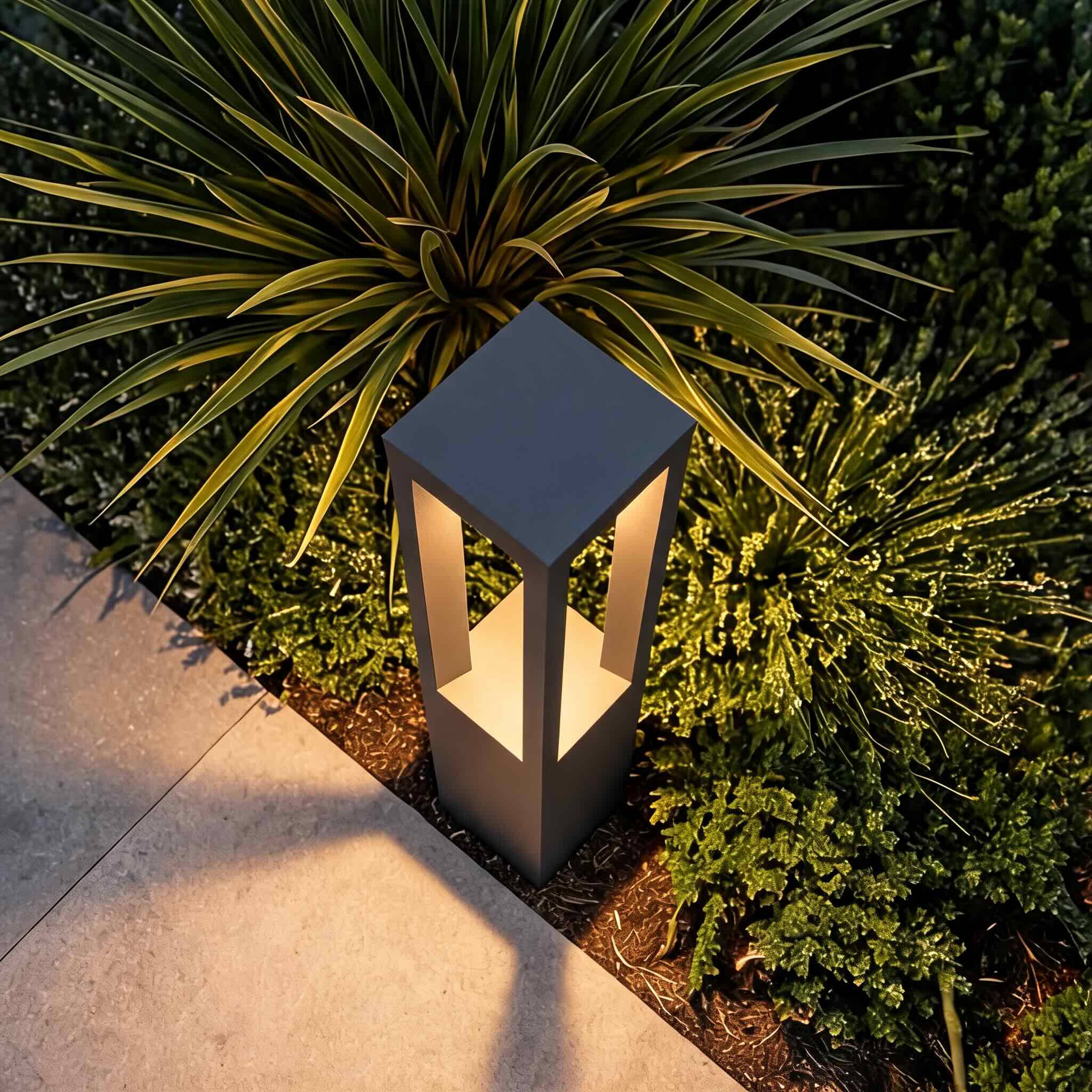 Modern LED Outdoor Bollard Light Adjustable Height Black Aluminum Garden Landscape Lighting