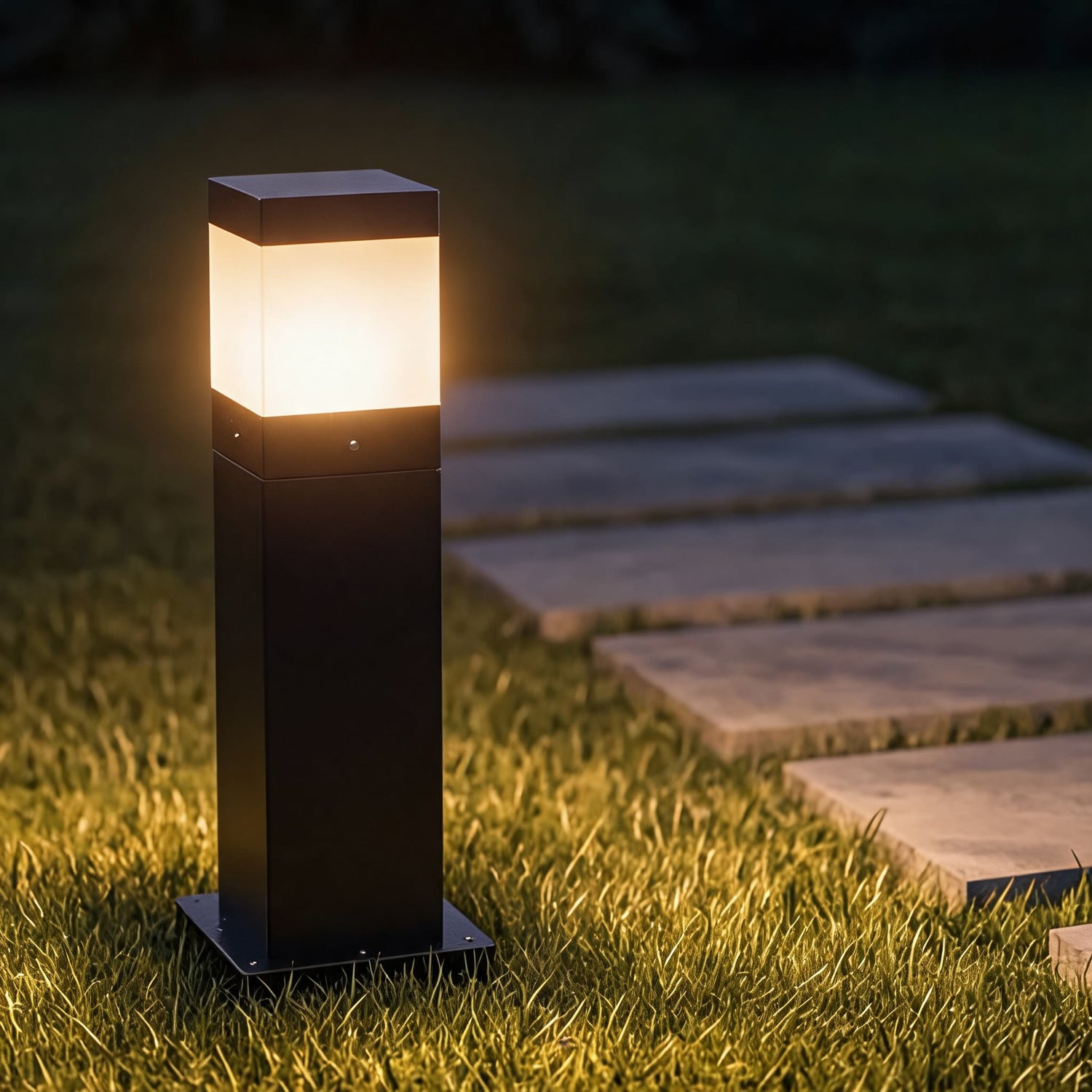 Modern Square Bollard Light Outdoor Ground Mounted Aluminum LED 7W COB Warm White 3000K