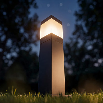 Modern Square Bollard Light Outdoor Ground Mounted Aluminum LED 7W COB Warm White 3000K