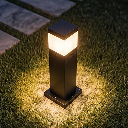 Modern Square Bollard Light Outdoor Ground Mounted Aluminum LED 7W COB Warm White 3000K