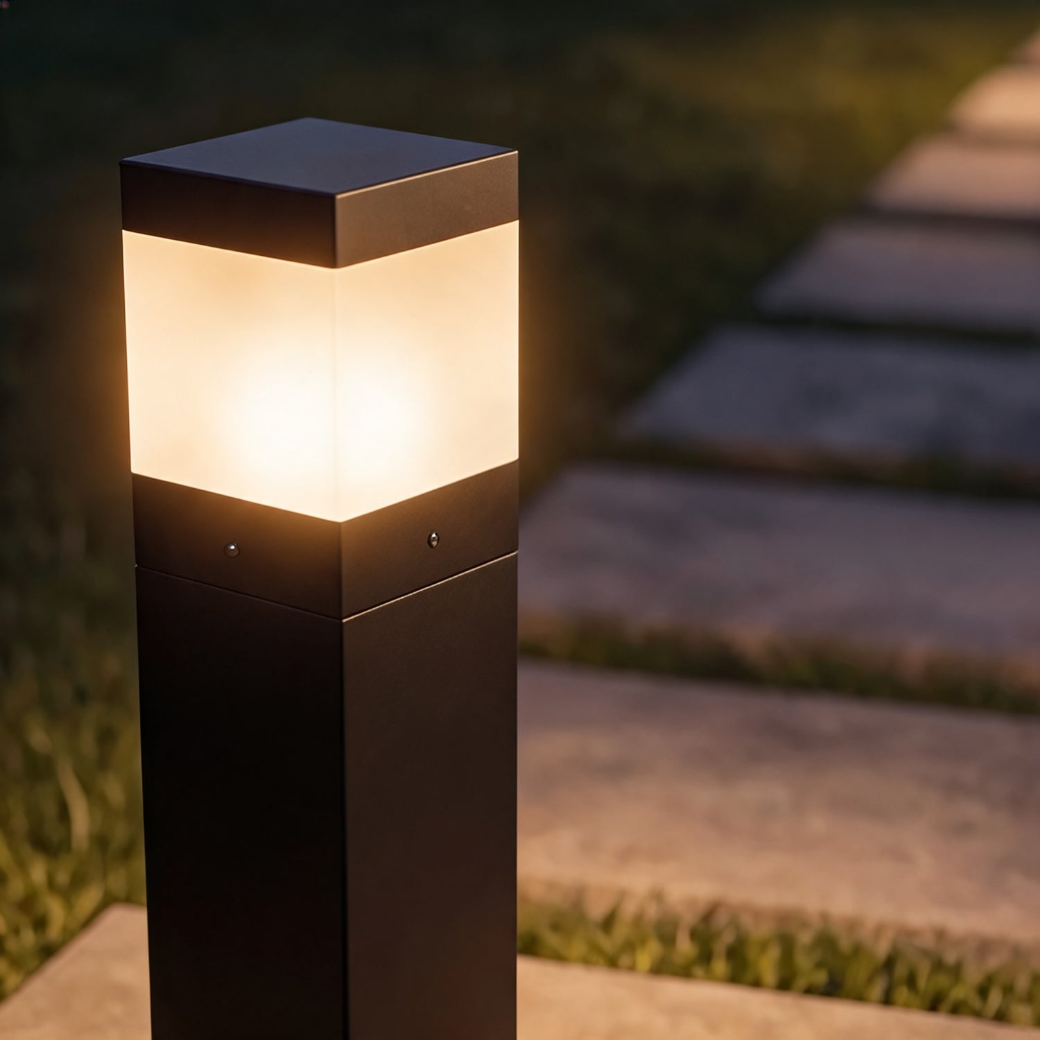 Modern Square Bollard Light Outdoor Ground Mounted Aluminum LED 7W COB Warm White 3000K