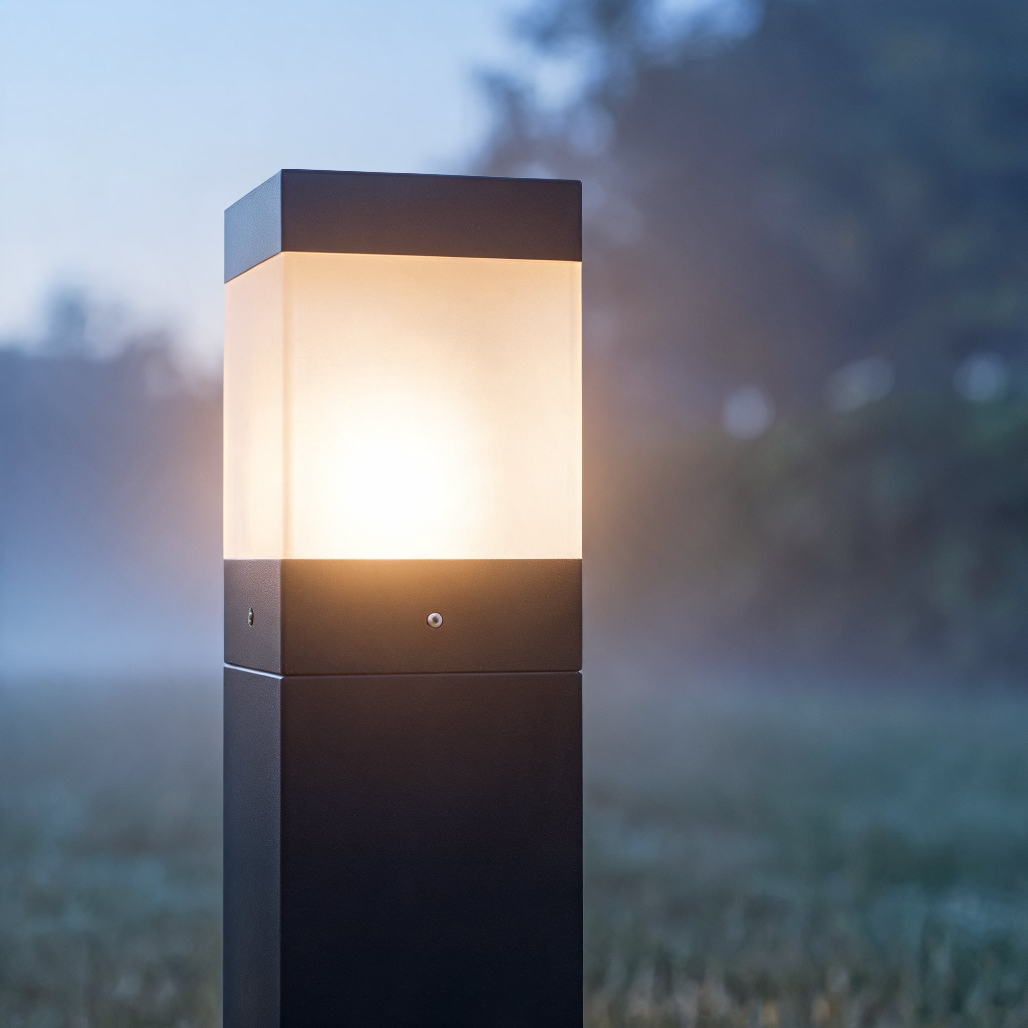 Modern Square Bollard Light Outdoor Ground Mounted Aluminum LED 7W COB Warm White 3000K