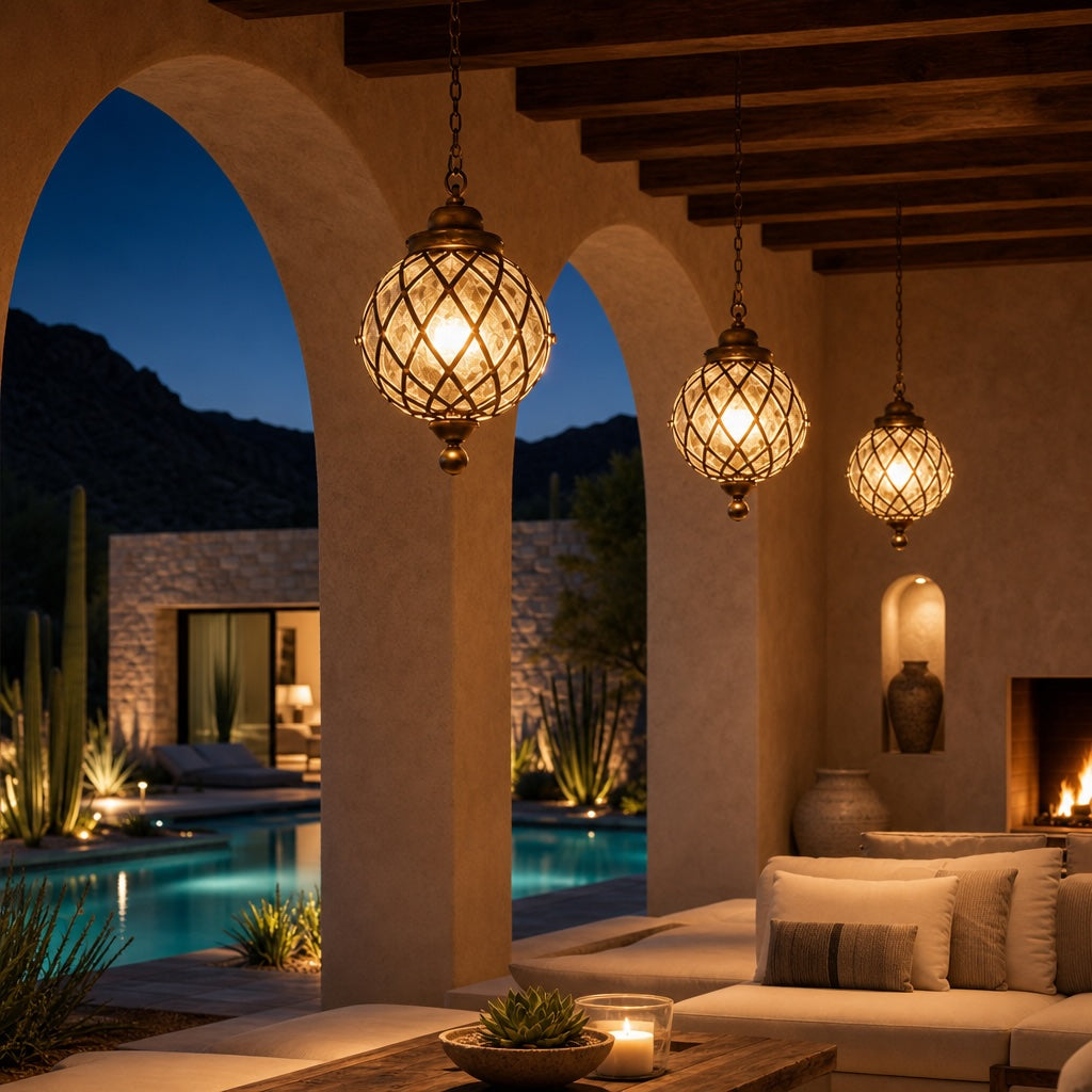 Modern Outdoor Hanging Pendant Light Fixture Aluminum Glass Shade IP54 Rated for Exterior Use
