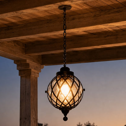 Modern Outdoor Hanging Pendant Light Fixture Aluminum Glass Shade IP54 Rated for Exterior Use