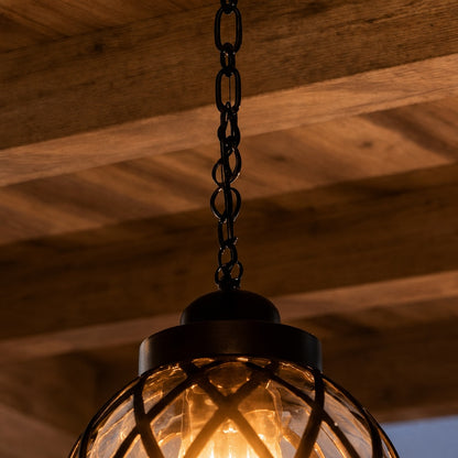 Modern Outdoor Hanging Pendant Light Fixture Aluminum Glass Shade IP54 Rated for Exterior Use