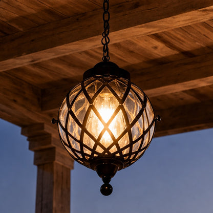 Modern Outdoor Hanging Pendant Light Fixture Aluminum Glass Shade IP54 Rated for Exterior Use