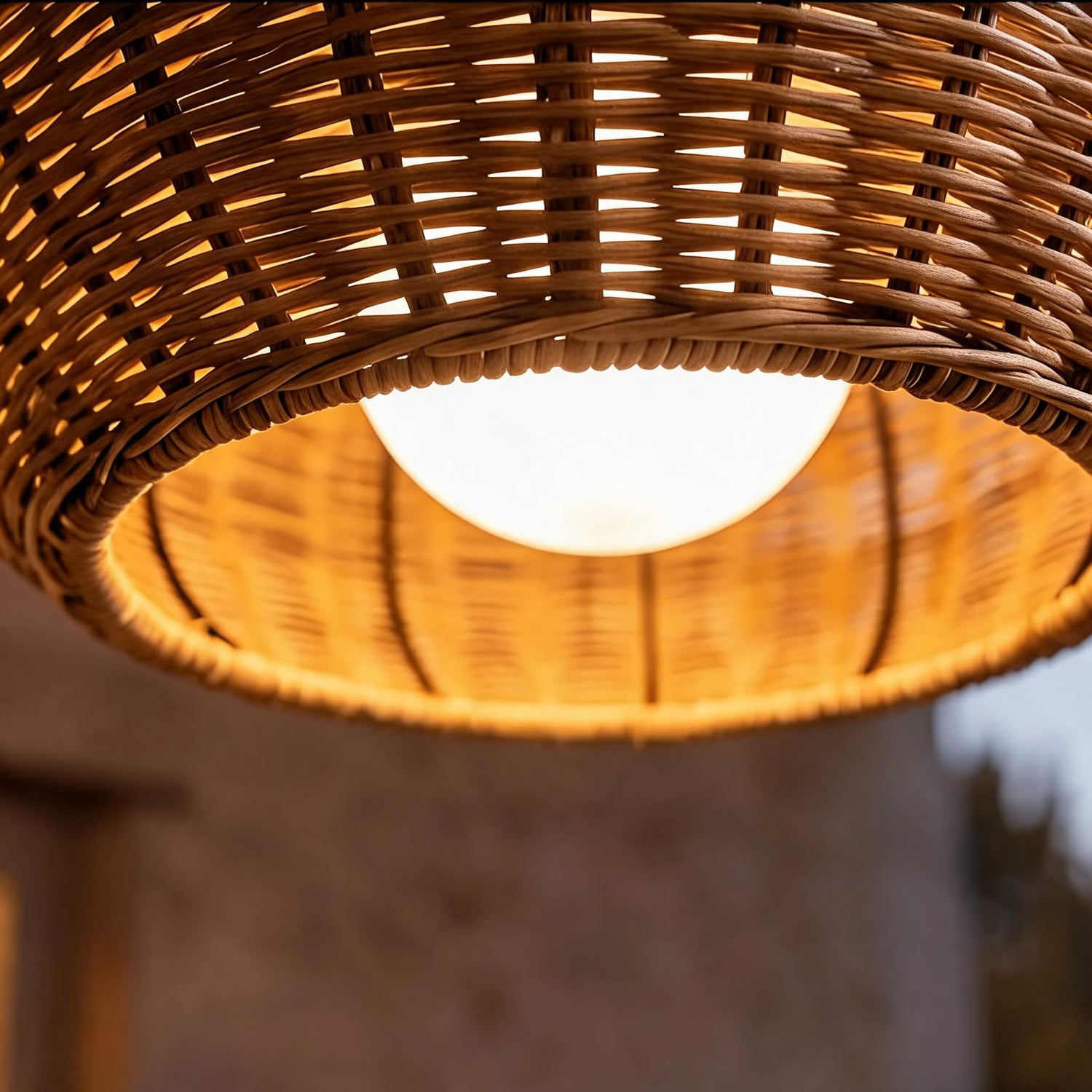 Modern Outdoor Pendant Light Fixture Hanging PE Rattan Waterproof LED Compatible 3000K
