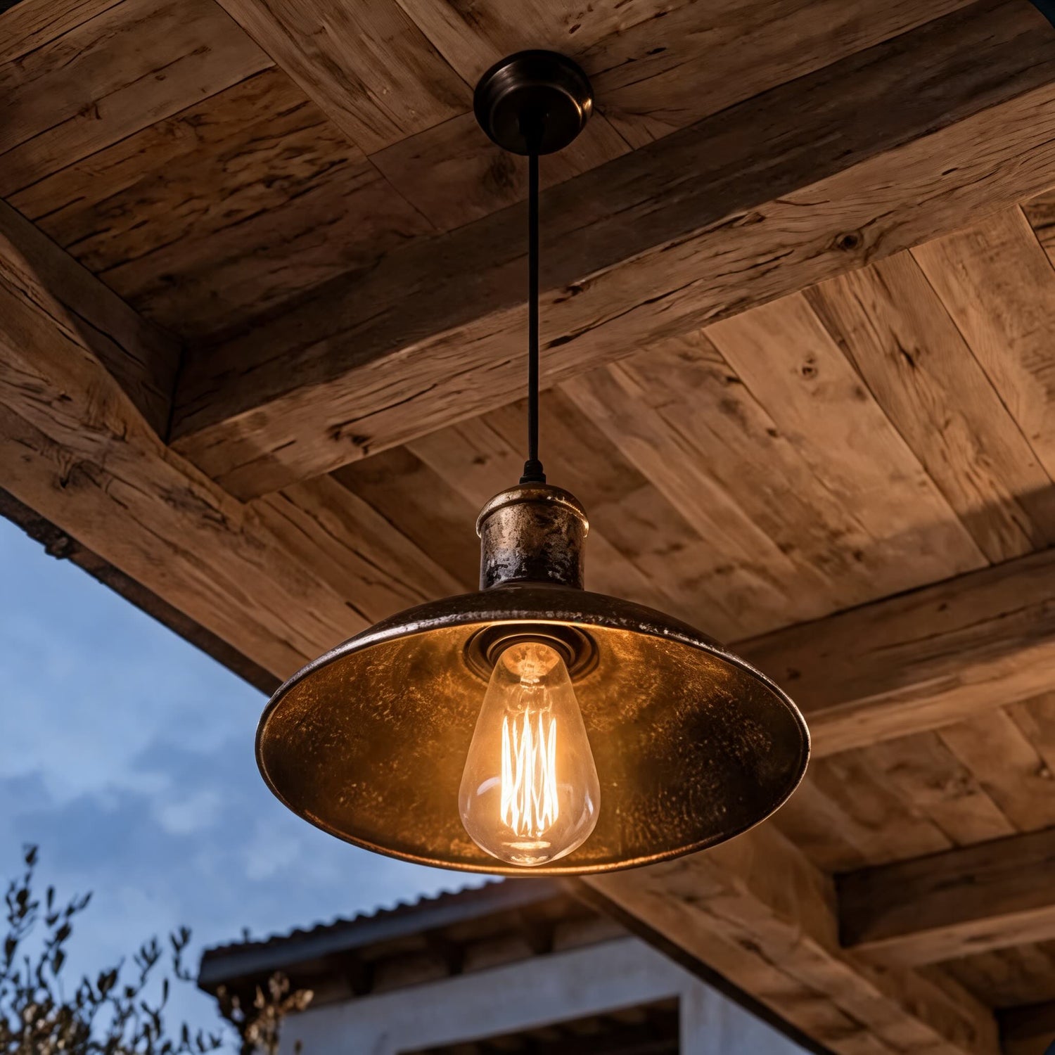 Industrial Outdoor Pendant Light Fixture Hanging Iron Waterproof LED 3000K Warm White