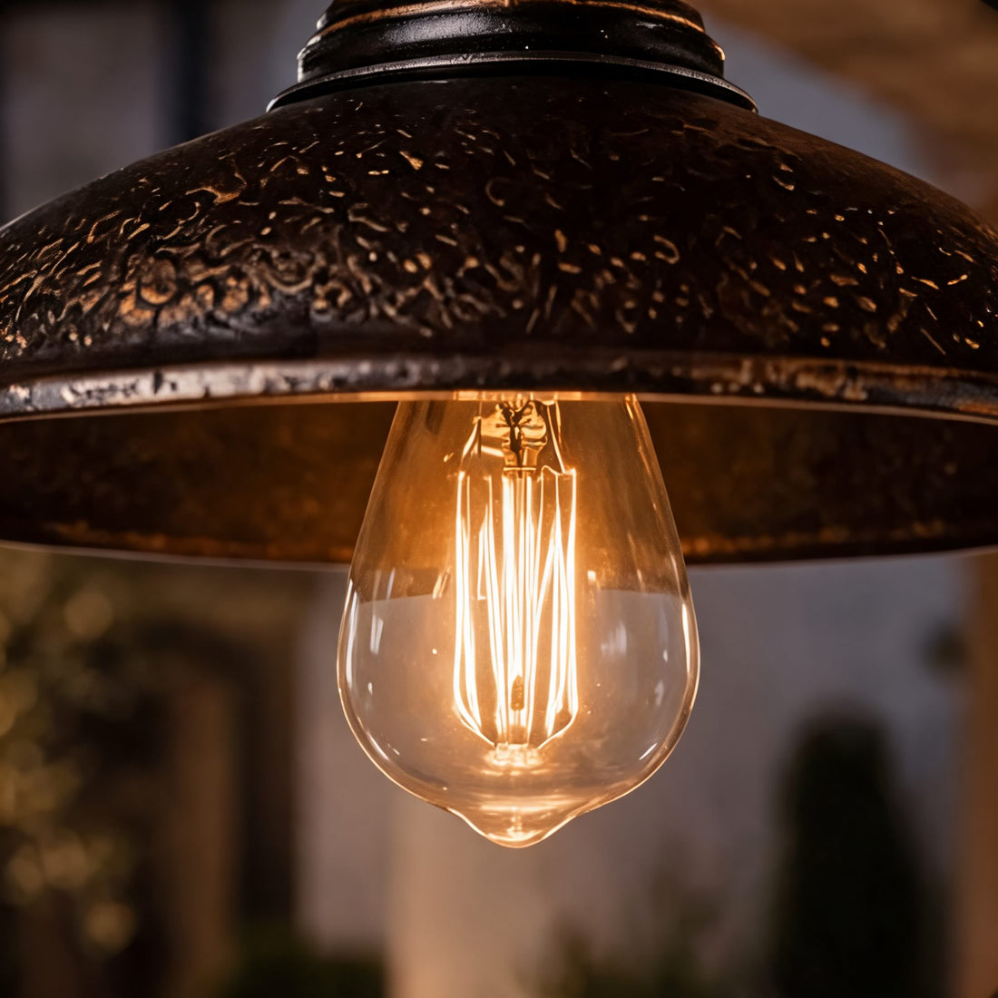 Industrial Outdoor Pendant Light Fixture Hanging Iron Waterproof LED 3000K Warm White