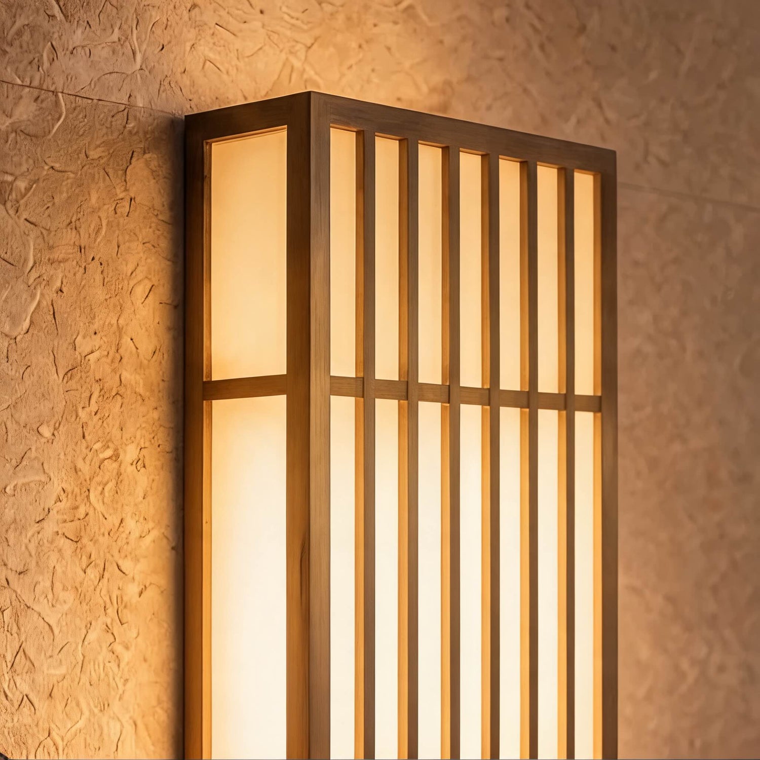 Modern Rectangle Outdoor Wall Light IP65 Waterproof Stainless Steel LED Vertical Grid Design