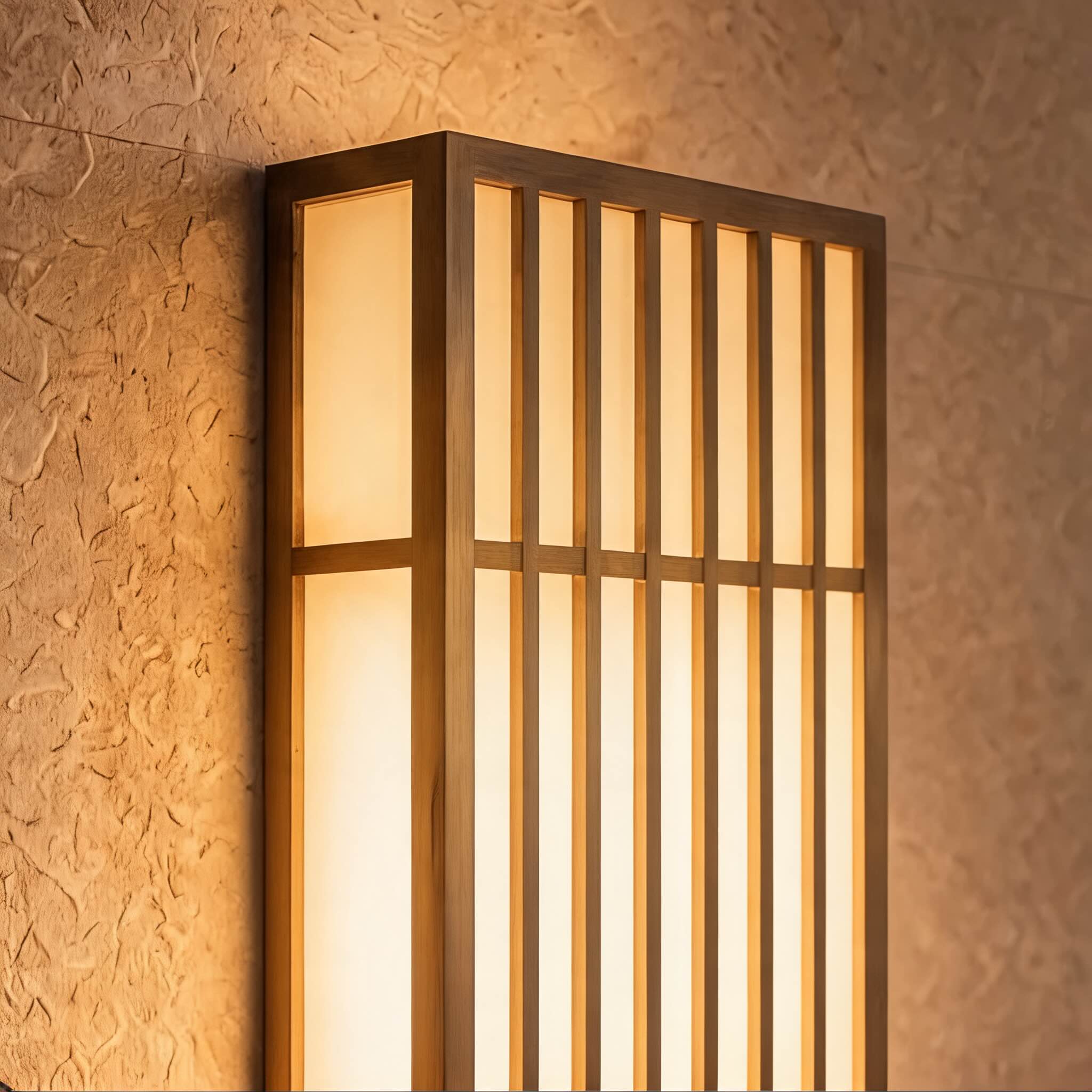Modern Rectangle Outdoor Wall Light IP65 Waterproof Stainless Steel LED Vertical Grid Design