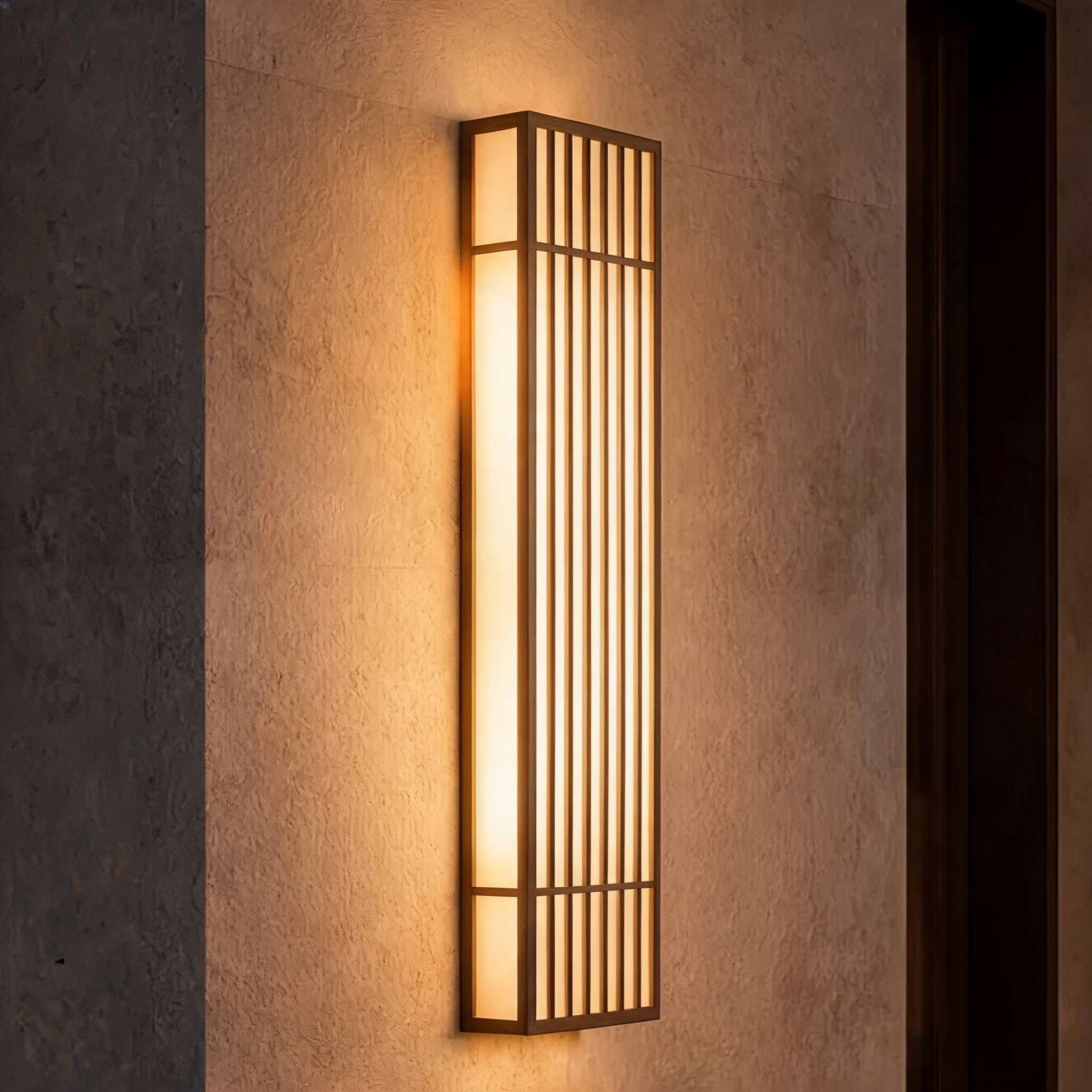 Modern Rectangle Outdoor Wall Light IP65 Waterproof Stainless Steel LED Vertical Grid Design