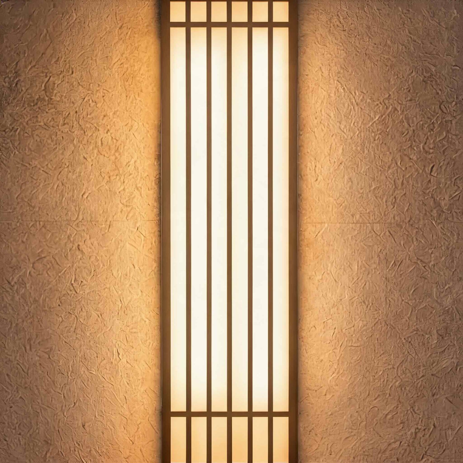 Modern Rectangle Outdoor Wall Light IP65 Waterproof Stainless Steel LED Vertical Grid Design