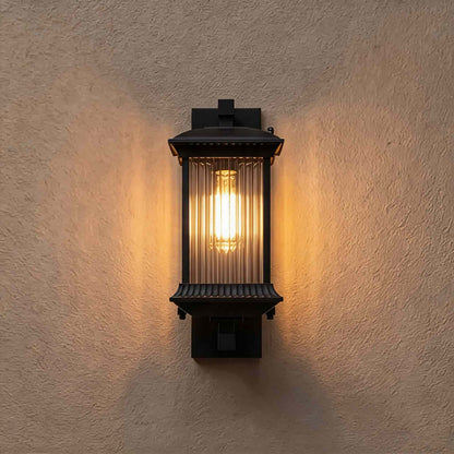 Modern Outdoor Wall Lantern Wall Mounted Fluted Glass Aluminum LED Weatherproof 35cm