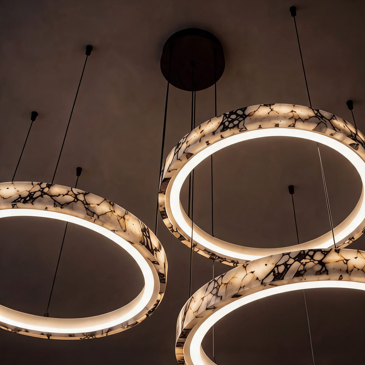 Modern Chandelier Pendant Light Adjustable Natural Marble Integrated LED Illumination 79