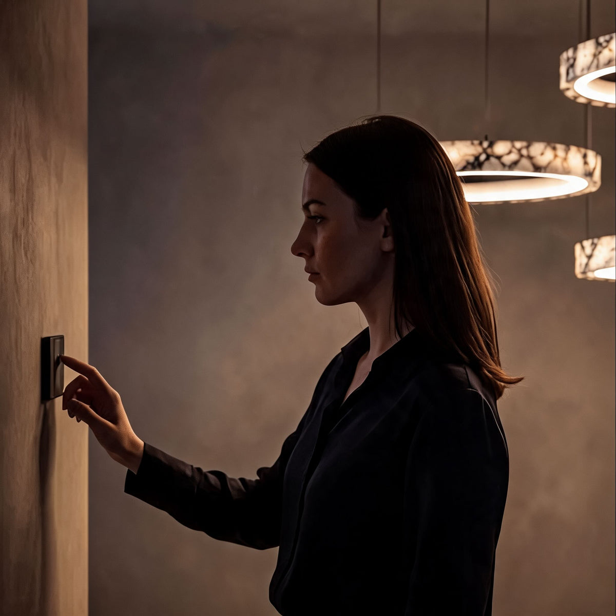 Modern Chandelier Pendant Light Adjustable Natural Marble Integrated LED Illumination 79