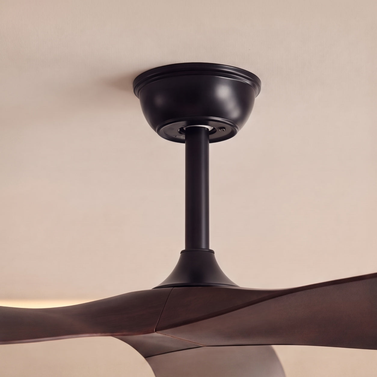 Modern Black Flush Mount Ceiling Fan with ABS Blades and 6-Speed DC Motor for Quiet Airflow