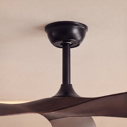 Modern Black Flush Mount Ceiling Fan with ABS Blades and 6-Speed DC Motor for Quiet Airflow