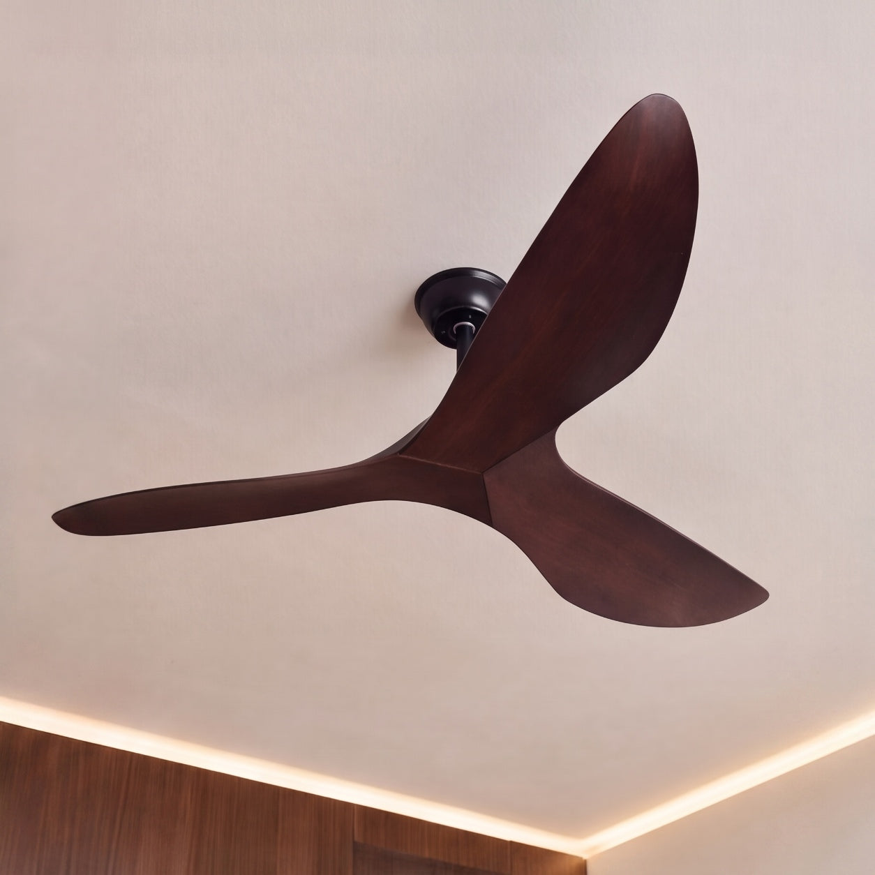 Modern Black Flush Mount Ceiling Fan with ABS Blades and 6-Speed DC Motor for Quiet Airflow
