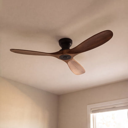 Modern Ceiling Fan with Wood Blades Flush Mount Quiet DC Motor 6-Speed Reversible Airflow