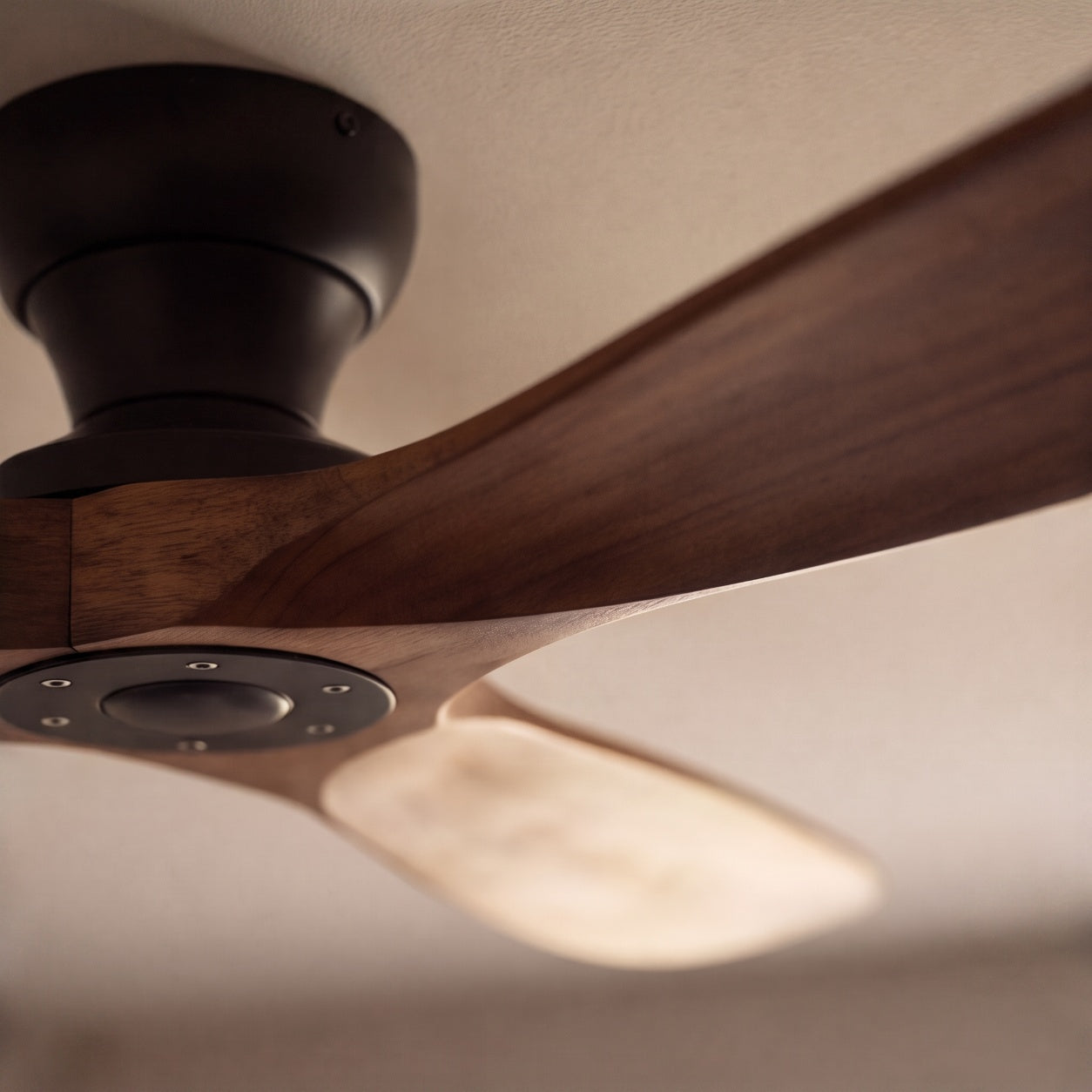 Modern Ceiling Fan with Wood Blades Flush Mount Quiet DC Motor 6-Speed Reversible Airflow