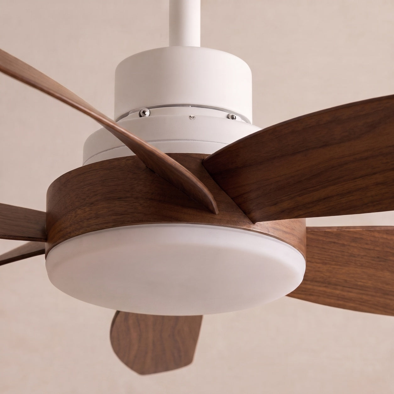 Modern Minimalist Flush Mount Ceiling Fan with LED Light and 6-Speed DC Motor