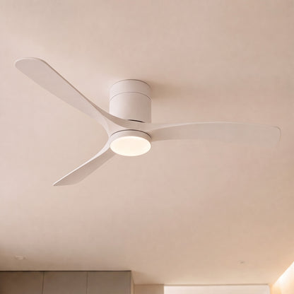 Modern Flush Mount Ceiling Fan with LED Light DC Motor 2400 Lumens Adjustable Color Temperature