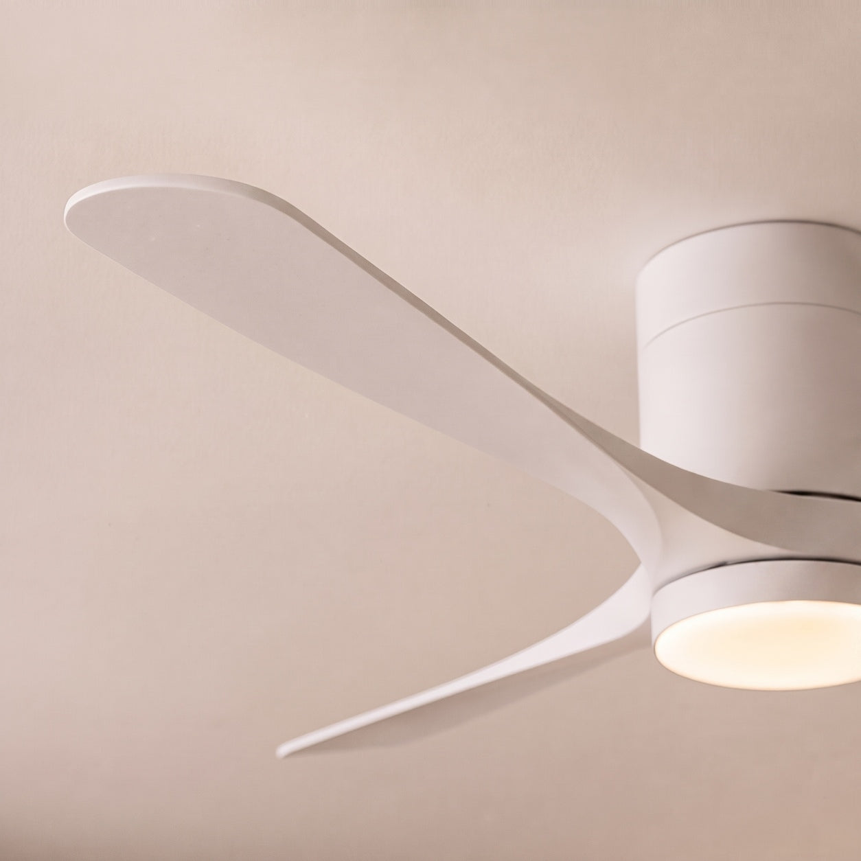 Modern Flush Mount Ceiling Fan with LED Light DC Motor 2400 Lumens Adjustable Color Temperature