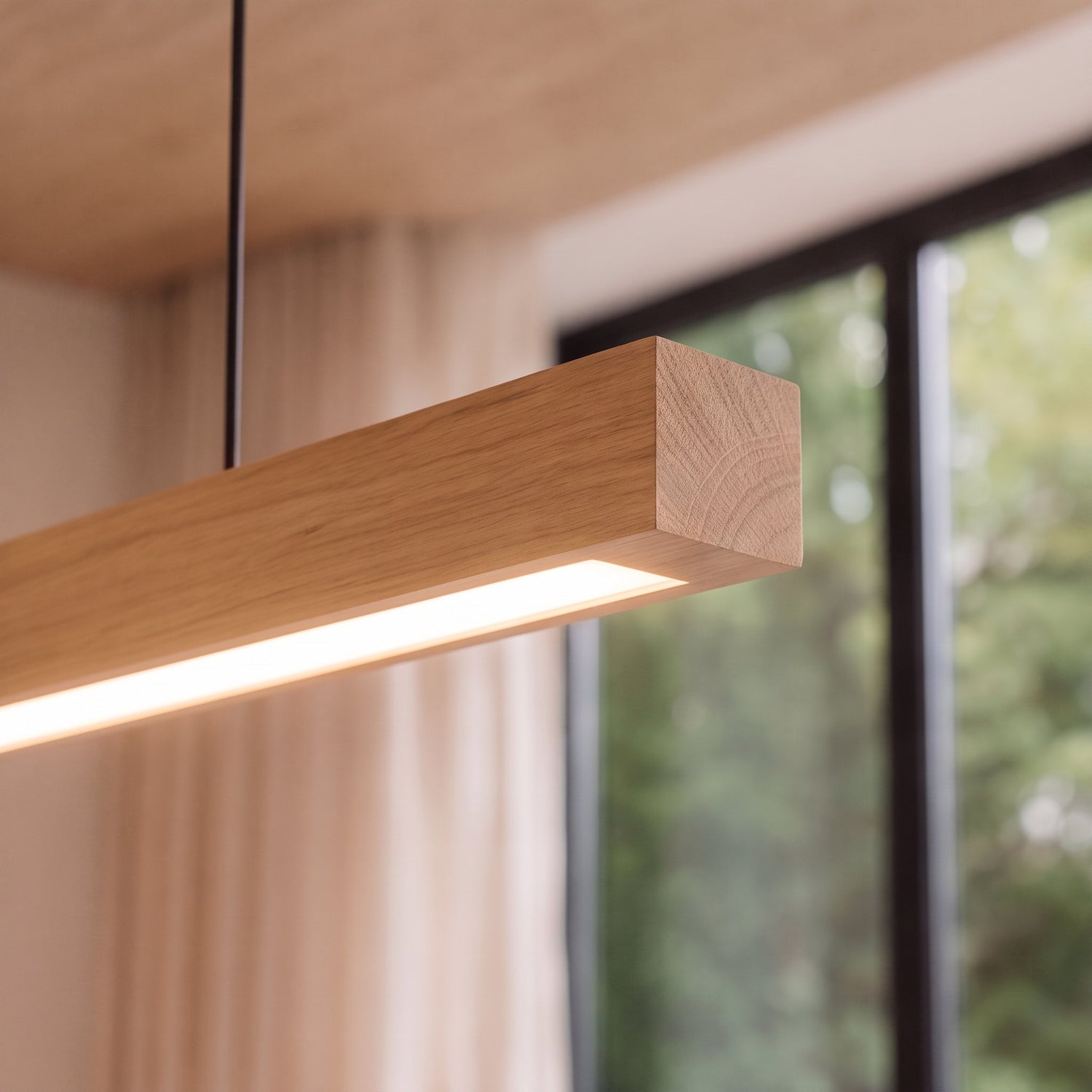 Modern LED Pendant Light Adjustable Hanging Lamp Pine and Black Walnut for Kitchen Island